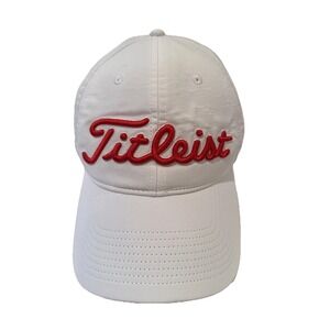 Titleist FOOTJOY Pro V1 Golf Hat - White with Red Embroidery Adjustable - EUC‎